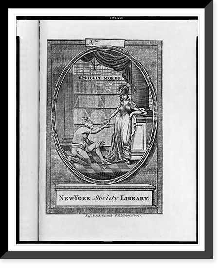 Bookplate of the New York Society Library.eng'd by P.R. Maverick, 65 Liberty Street. Classic, Antique Poster