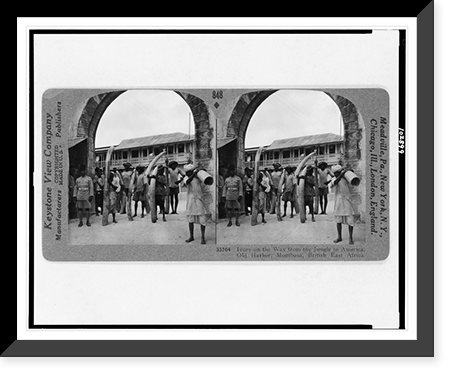 Ivory on the way from the jungle to America, Old Harbor, Mombasa, British East Africa, Vintage Wall Art