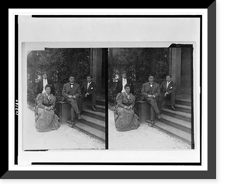 Booker T. Washington, seated on steps of porch, with wife and two sons, Vintage Wall Art