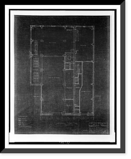 Historic Framed Print, [Two office buildings for B.F. Saul (15th Street, N.W., Washington, D.C.) Mezzanine floor. Plan].George N. Ray, Architect. - 2,  17-7/8" x 21-7/8"