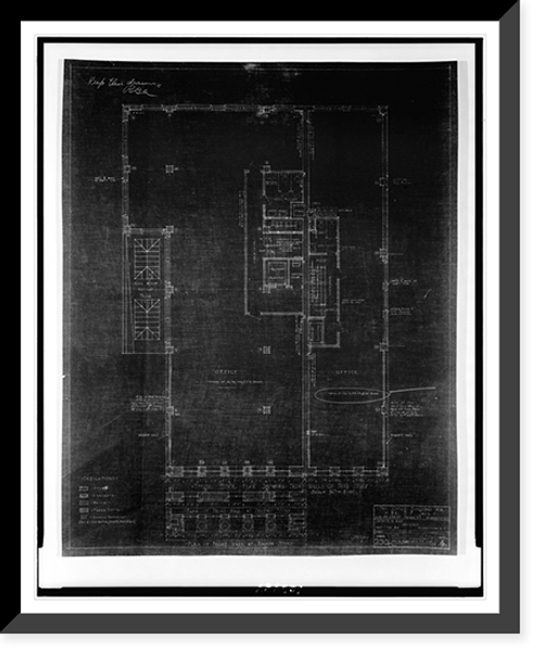 Historic Framed Print, [Two office buildings for B.F. Saul (15th Street, N.W., Washington, D.C.) Typical floor. Plan].George N. Ray, Architect.,  17-7/8" x 21-7/8"