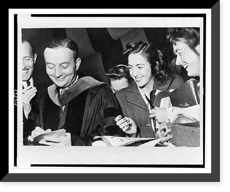 French official at United Nations Conference signs autographs, Vintage Wall Art