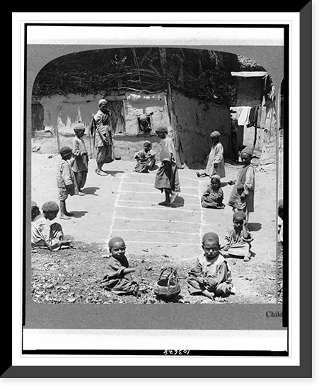Children are children the wide world round. little folks playing Hop Scotch in Cashmere, India, Historic Print