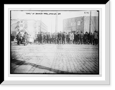 Ball fans, ice cream vendors outside Brooklyn Park, opening day, New York, Historic Print