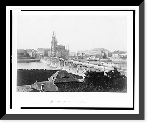 Historic Framed Print, Dresden. Bridge over Elbe,  17-7/8" x 21-7/8"