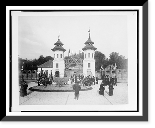 Historic Framed Print, [Entrance to Javanese Village, Paris Exposition, 1889],  17-7/8" x 21-7/8"