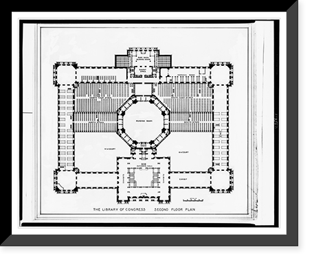 Alterations to the Library of Congress Thomas Jefferson Building, Washington, D.C. Second floor plan, Antique Poster