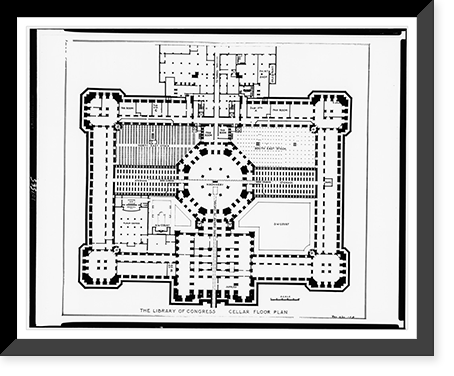 Alterations to the Library of Congress Thomas Jefferson Building, Washington, D.C. Cellar floor plan - 2, Vintage Print