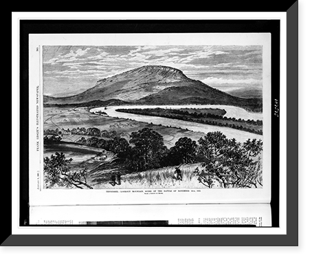 Tennessee. Lookout Mountain, scene of the battle of November 24th, 1863.from a sketch by Moser, Vintage Wall Art