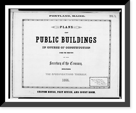Government building (Custom House, Post Office, and Court Room"), Middle Street and Exchange Street, Portland, Maine. Title sheet", Antique Poster