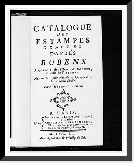 Title page of Catalogue des estampes grav&eacute;es d'apr&egrave;s Rubens Classic, Vintage Poster