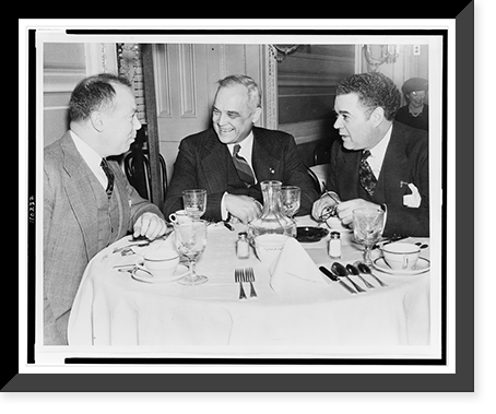 Sen. John A. Danaher, Sen. Harold H. Burton, and Sen. C. Wayland Brooks at table in Senate dining room, Historic Reproduction