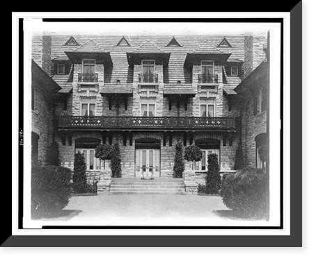 Center part of facade of home of Edmund Cogswell Converse, Greenwich, Connecticut, Antique Print