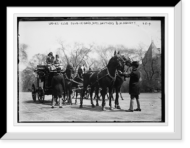 M. Howlett and Mrs. Thos. Hastings driving ladies 4-in-hand coach, New York, Historic Print