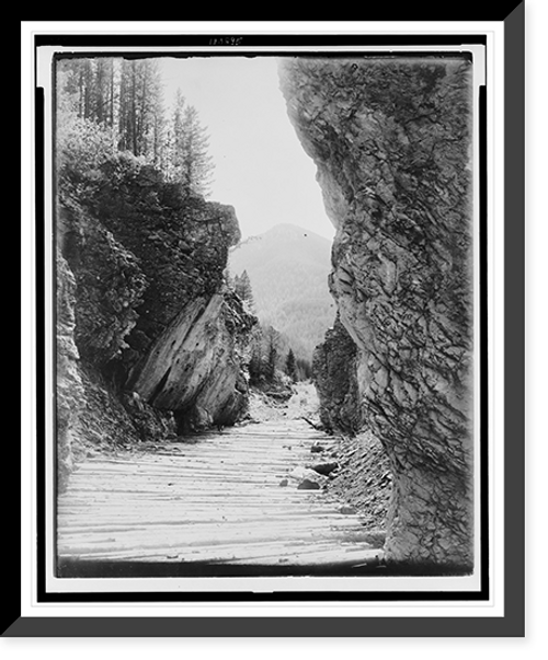 Historic Framed Print, [Bridge at Mystic Lake Gorge, near Bozeman, Montana],  17-7/8" x 21-7/8"
