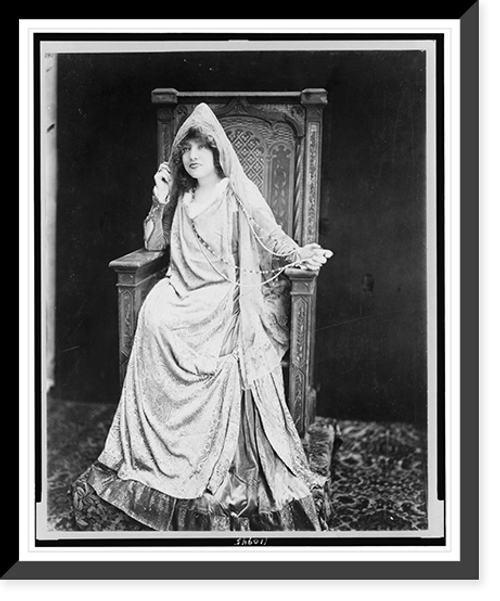 Historic Framed Print, [Sarah Bernhardt, full-length portrait, in costume, seated, facing slightly left],  17-7/8" x 21-7/8"