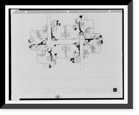 Historic Framed Print, [Crystal City development project, Connecticut Avenue, N.W., Washington, D.C. Presentation notebook. Crystal Heights. Typical floor plan of double unit],  17-7/8" x 21-7/8"