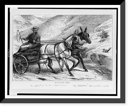 Historic Framed Print, Hauling ore.H. Harral sc.,  17-7/8" x 21-7/8"