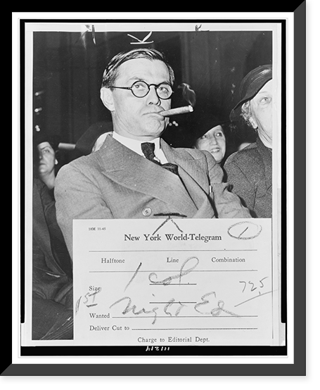 Gov. Eugene Talmadge, half-length portrait, seated, facing slightly right, with cigar in mouth, at the National Democratic Committee session, Washington, D.C, Antique Poster