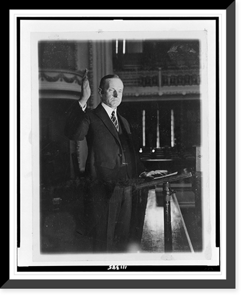 Historic Framed Print, President Coolidge making his speech of acceptance,  17-7/8" x 21-7/8"