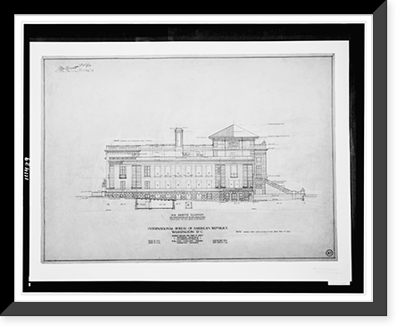 Historic Framed Print, [Organization's building (International Bureau of American Republics"),  17th Street and B Street (now Constitution Avenue),  N.W.,  Washington,  D.C. Side (north) elevation]",  17-7/8" x 21-7/8"