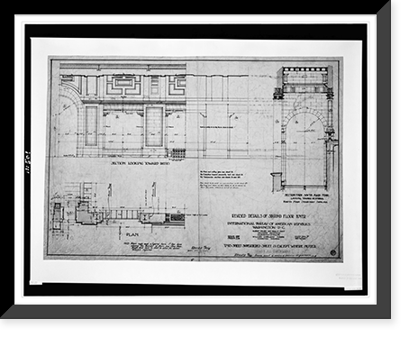 Historic Framed Print, [Organization's building (International Bureau of American Republics"),  17th Street and B Street (now Constitution Avenue),  N.W.,  Washington,  D.C. Revised details of second floor foyer]",  17-7/8" x 21-7/8"