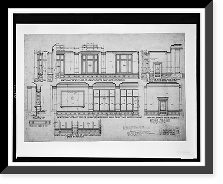 Historic Framed Print, [Organization's building (International Bureau of American Republics"),  17th Street and B Street (now Constitution Avenue),  N.W.,  Washington,  D.C. Elevations of library and part of lobby]",  17-7/8" x 21-7/8"