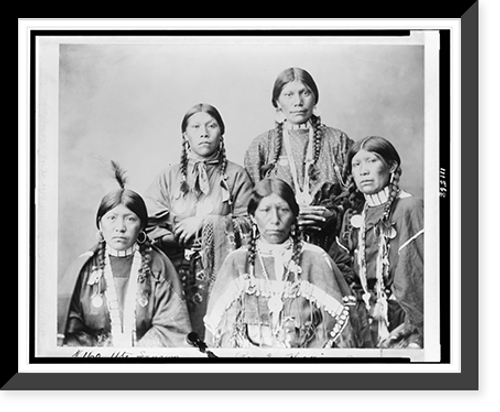 Historic Framed Print, [Five Ute women posed] - 2,  17-7/8" x 21-7/8"