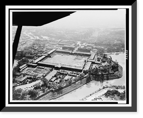 Historic Framed Print, [Aerial view of the Imperial Palace grounds in Tokyo],  17-7/8" x 21-7/8"