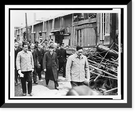 Emperor tours bomb-wrecked plant.Acme photo by Tom Shafer, Acme correspondent, Historic Print