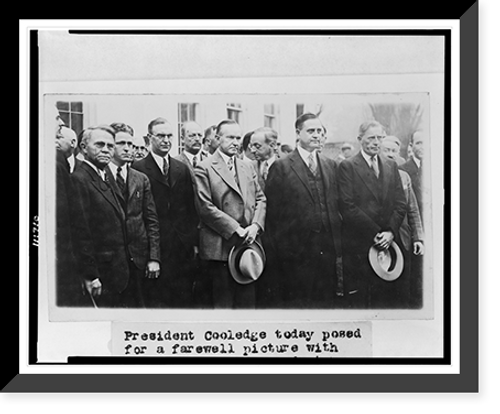 Historic Framed Print, [President Coolidge standing with White House correspondents],  17-7/8" x 21-7/8"