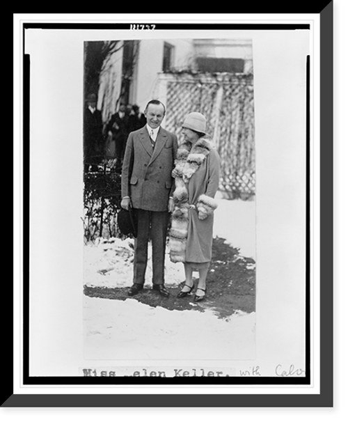 Historic Framed Print, [President Coolidge and Helen Keller, full-length portrait, standing],  17-7/8" x 21-7/8"