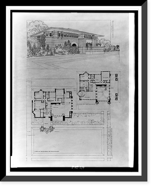 Historic Framed Print, Wohnhaus des Hr. Heurtley, Oak Park, Ills.,  17-7/8" x 21-7/8"