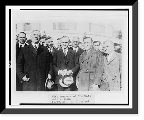 Historic Framed Print, [President Coolidge standing with members of the National Motors Asociation on White House lawn],  17-7/8" x 21-7/8"