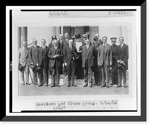 Historic Framed Print, [President Coolidge and Herbert Hoover posed, standing, with American Red Cross group],  17-7/8" x 21-7/8"