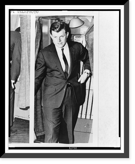 Sen. Edward M. Kennedy, leaving booth after voting, Vintage Print