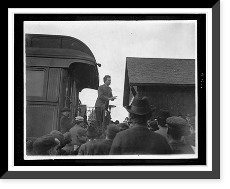 Robert M. La Follette speaking from rear platform of train in his campaign for governor, Vintage Wall Art