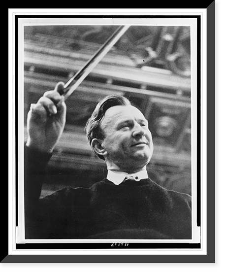 Historic Framed Print, [Willi Boskovsky, head-and-shoulders portrait, facing right, holding baton],  17-7/8" x 21-7/8"