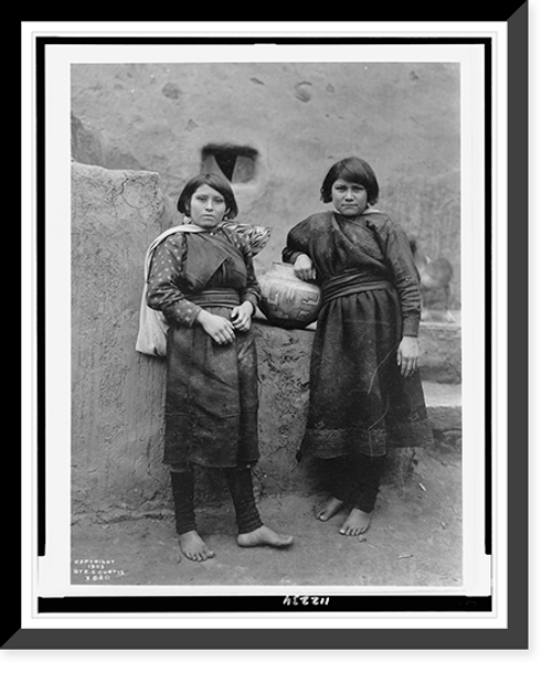Historic Framed Print, Zuni girls,  17-7/8" x 21-7/8"