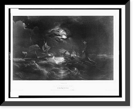 Le Capne. Aubert, Comt. le Jean Baptte de Caen, sauvant l'equipage de Brick Americain le Lydia.T. Gudin pinxt. et lith. ; lith. de Lemercier, Antique Wall Art