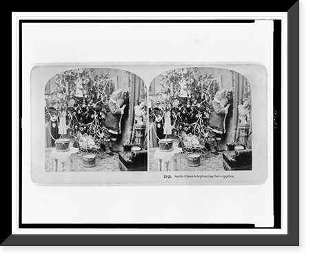 Santa Claus telephoning for supplies, Antique Print