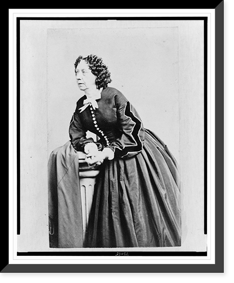 Sara Payson Parton, known as Fanny Fern, three-quarter length portrait, standing, facing left, Antique Print