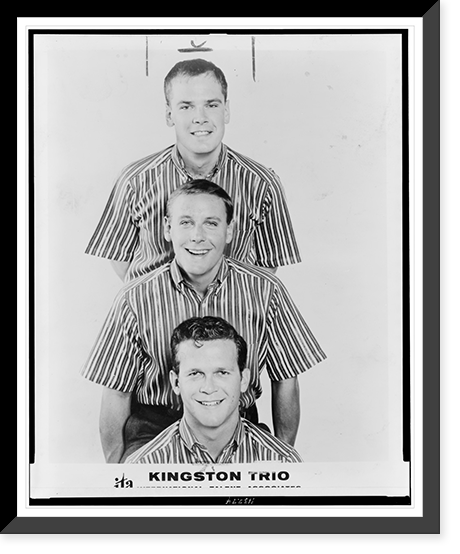 Kingston Trio members Dave Guard, Nick Reynolds, and Bob Shane posed totem style, Historic Reproduction