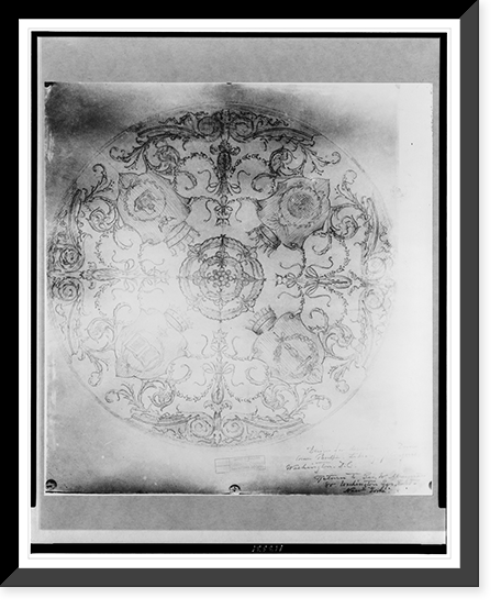 Sketch of ceiling disc by George Maynard in the Jefferson Building of the Library of Congress Classic, Vintage Wall Art