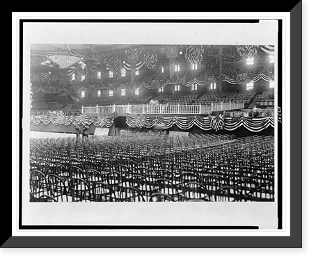 Interior of Madison Square Garden, New York City, prepared for the Democratic National Convention with bunting and chairs, Historic Reproduction