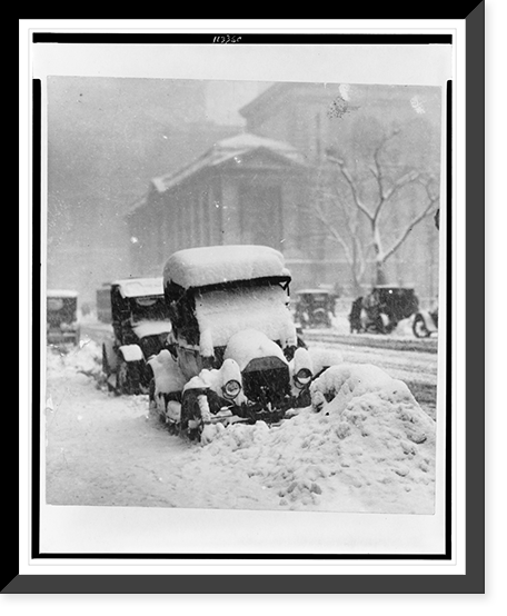 Snowbound automobiles in New York City, 1917 Classic, Vintage Wall Art