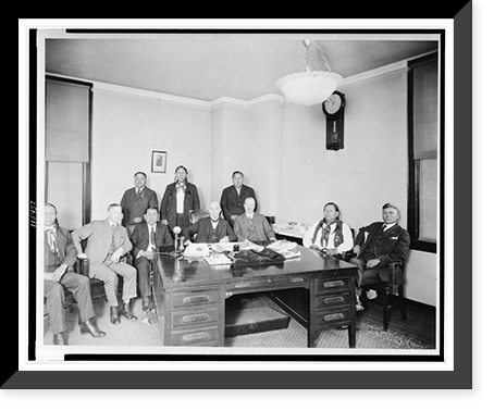 Delegation of Osage, headed by Chief Arthur Bonnicastle, meeting with Commissioner Cato Sells in Washington, D.C, Historic Reproduction