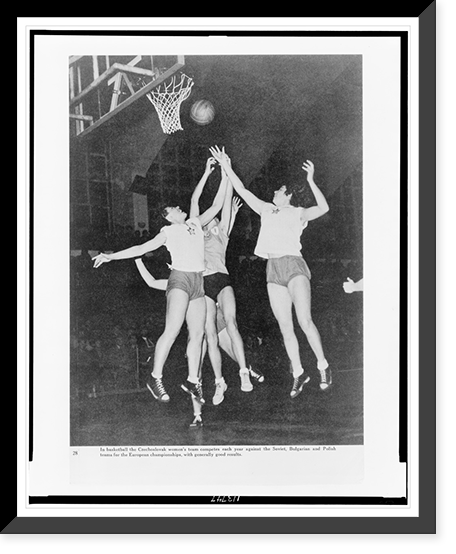 Czechoslovak women's team playing basketball, Czechoslovakia, Vintage Wall Art