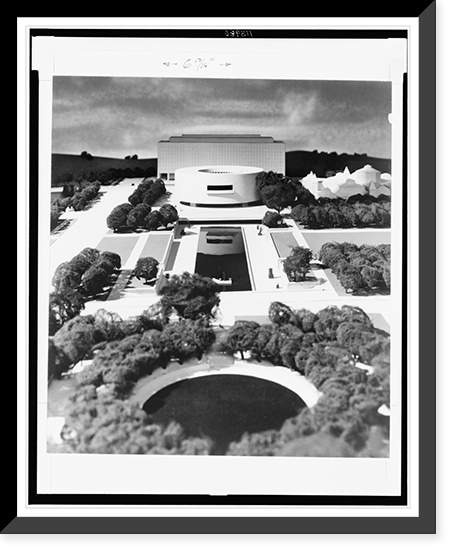 Museum (Joseph H. Hirshhorn Gallery and Sculpture Garden"), Independence Avenue and 7th Street, S.W., Washington, D.C. Bird's-eye perspective of model" Classic, Historic Reproduction