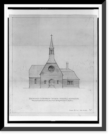 Lutheran church, Dunnell, Minnesota. Front elevation, Historic Reproduction